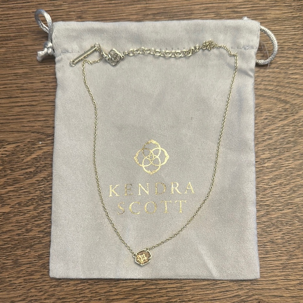 Kendra Scott Gold Dainty Necklace, pastel pink stone